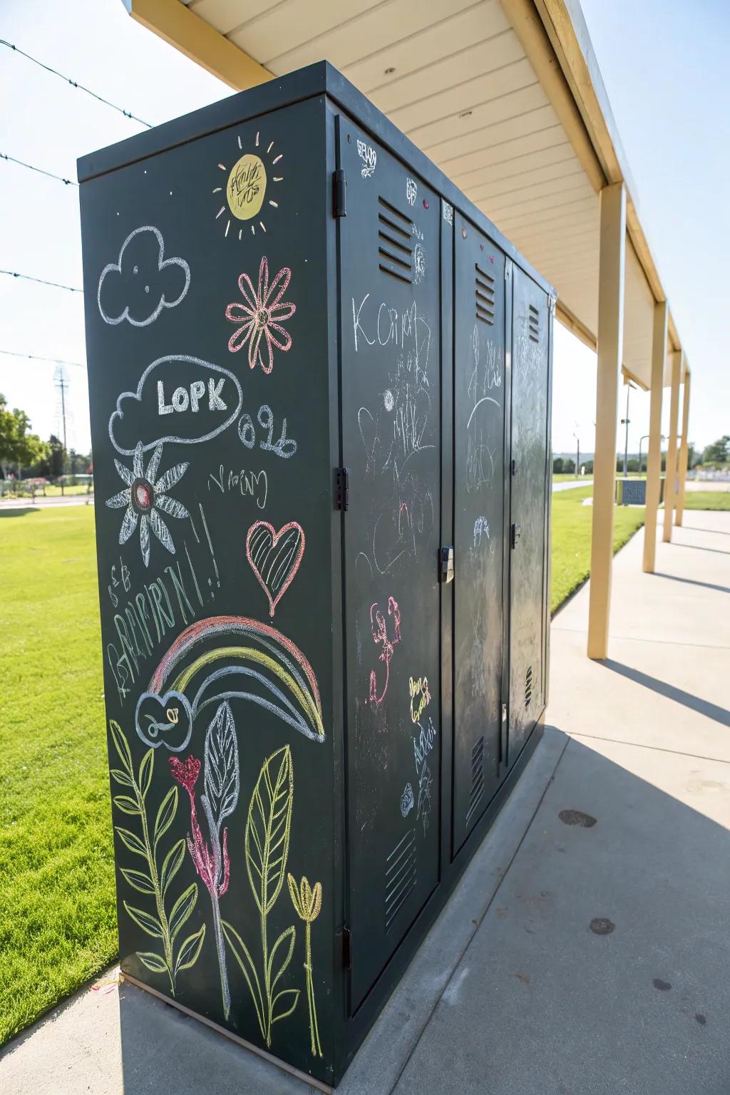 Articulate yourself by means of a locker façade rendered using slate-style coating.