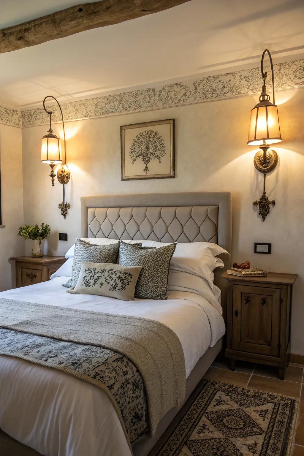 Wall lights create symmetry and balance.