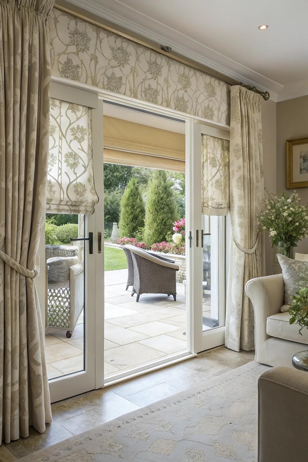 Layering adjustable privacy screens with curtains infuses texture and visual richness into your design.