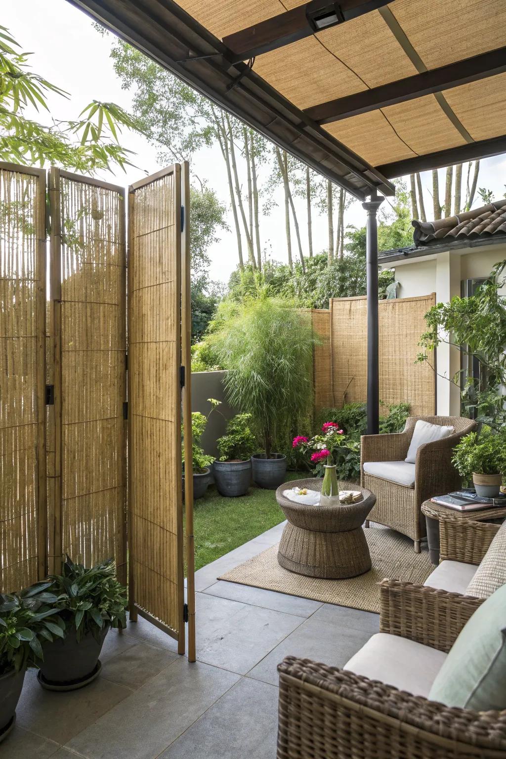 Bamboo screens deliver natural concealment.