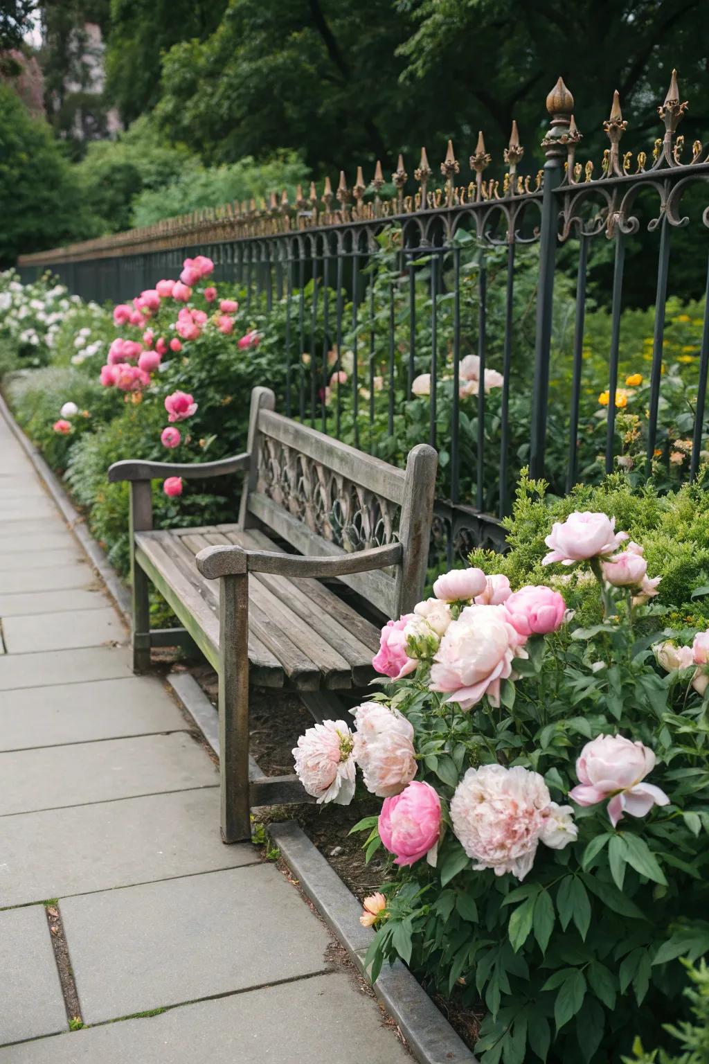 Garden adornments flawlessly complementing a blossom garden.