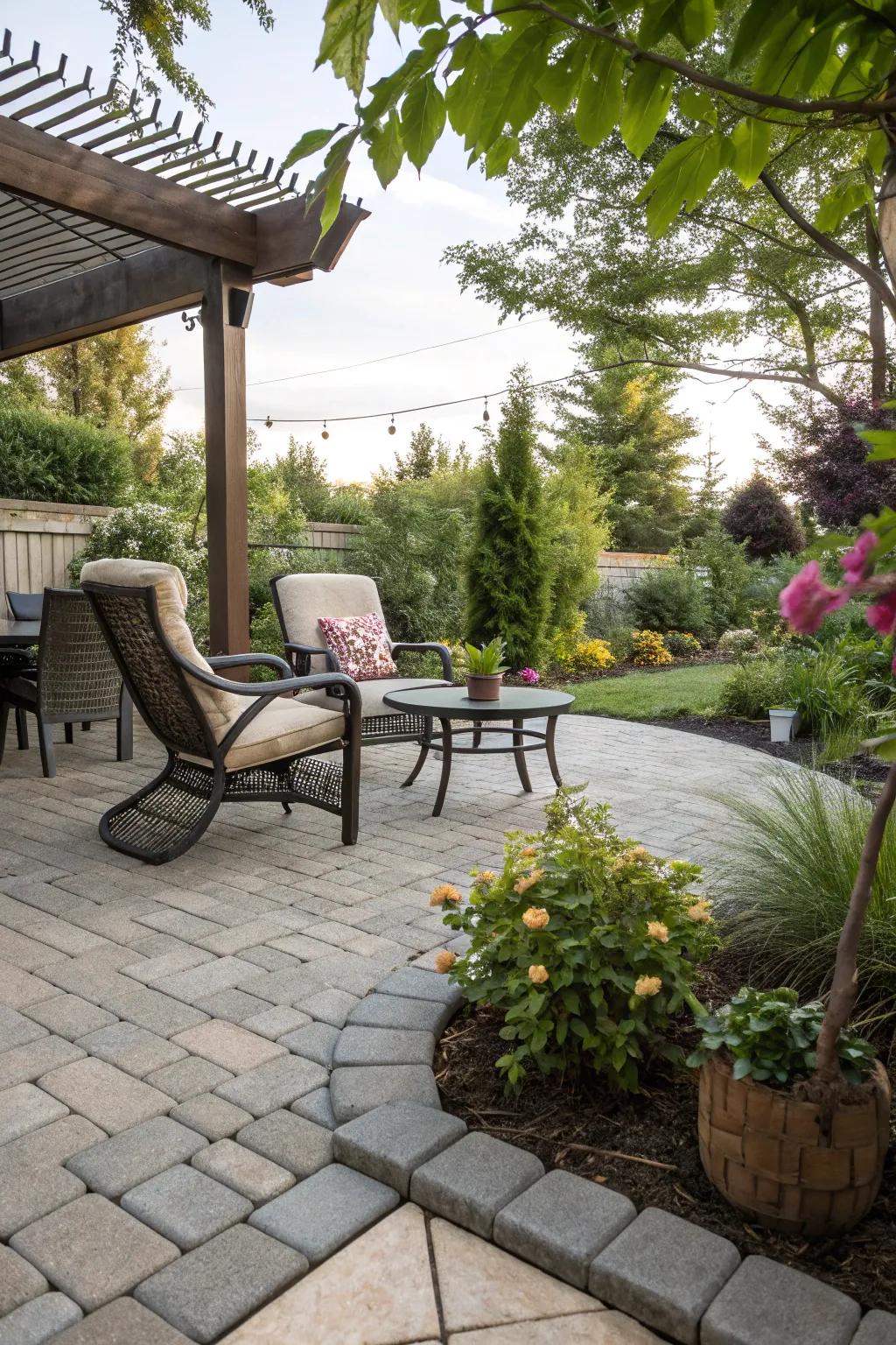 An inviting seating area on a permeable patio, perfect for unwinding.