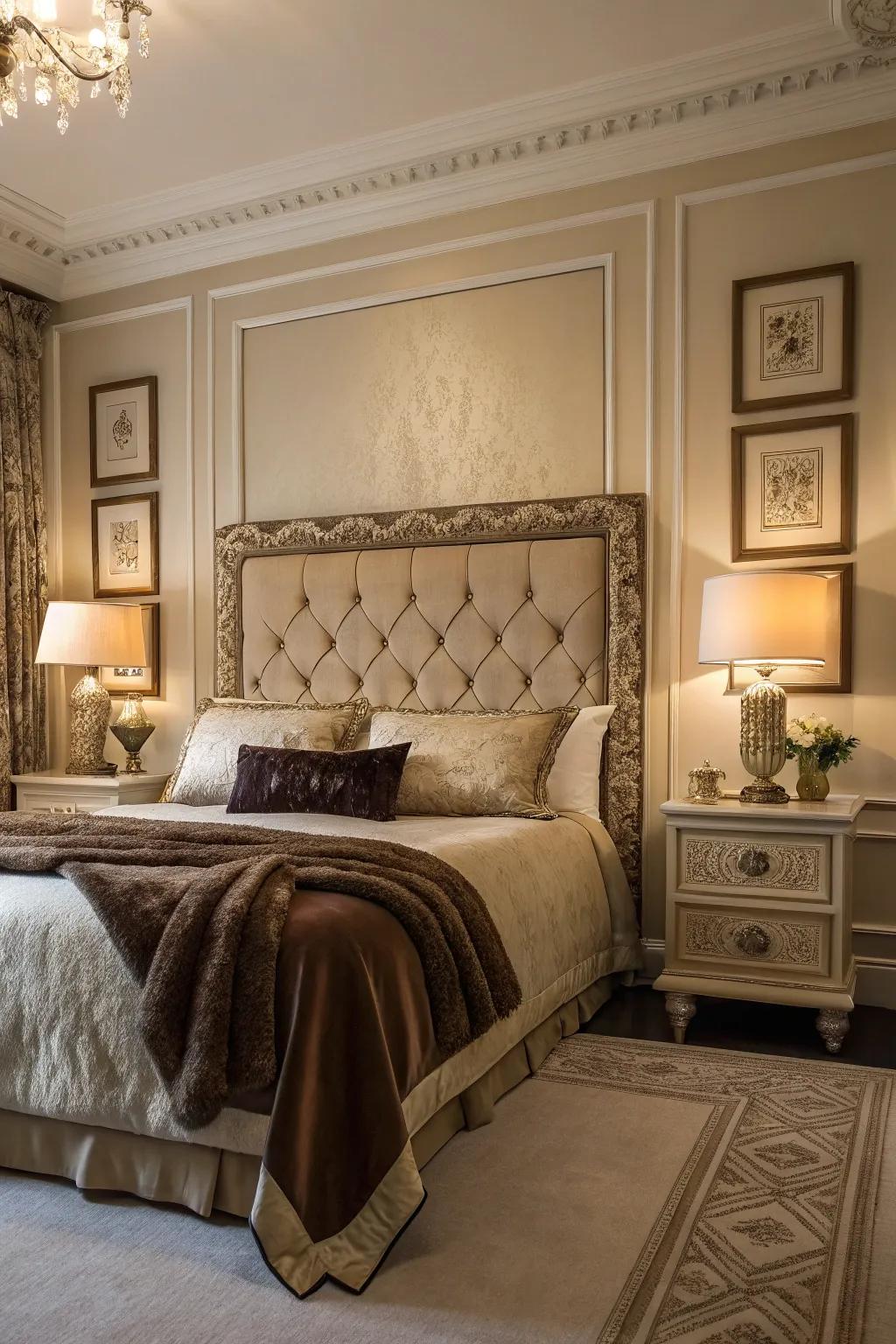 Incorporate elegance into your bedroom through paneling as a setting.