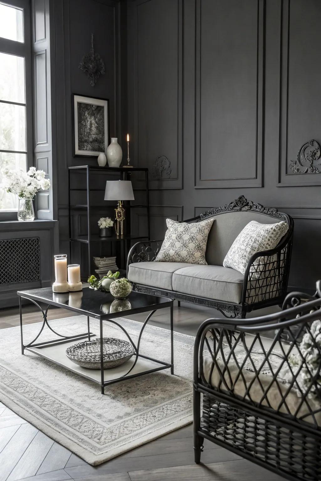 A monochrome theme exhibiting contemporary flair.