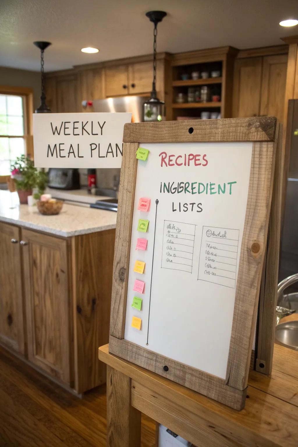 Simplify meal planning using a kitchen chalkboard.