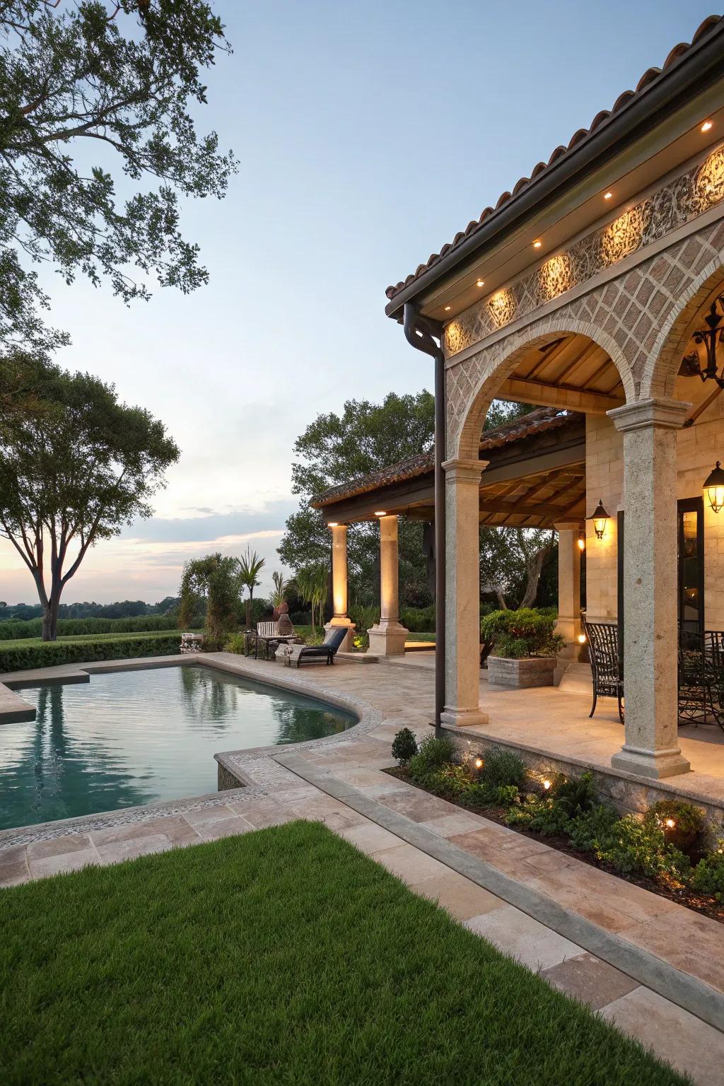 Accent illumination highlights the splendor of your pool's setting.