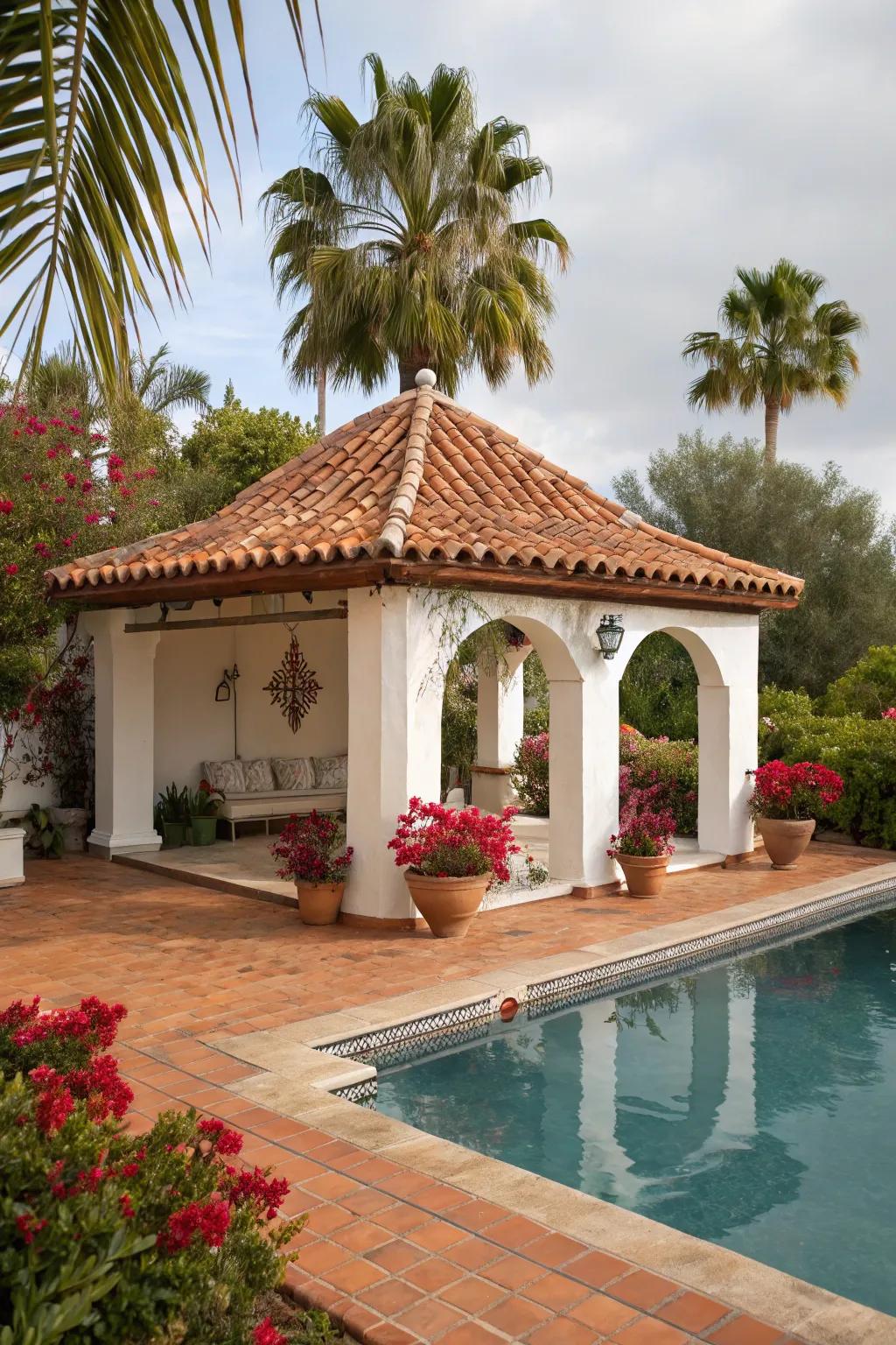 A Mediterranean-inspired cabana radiating class and allure.