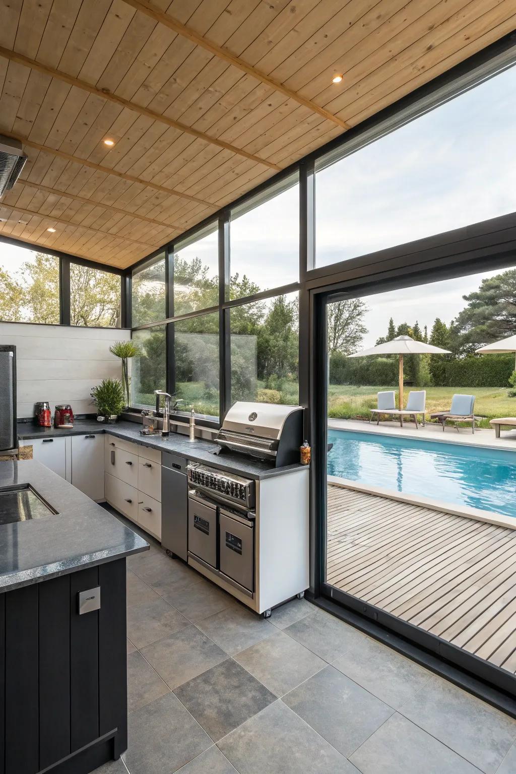 Compact cooking space design makes efficient use of area.