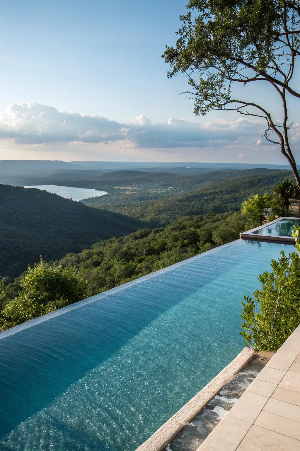 A magnificent vanishing border pool with a scenic backdrop.