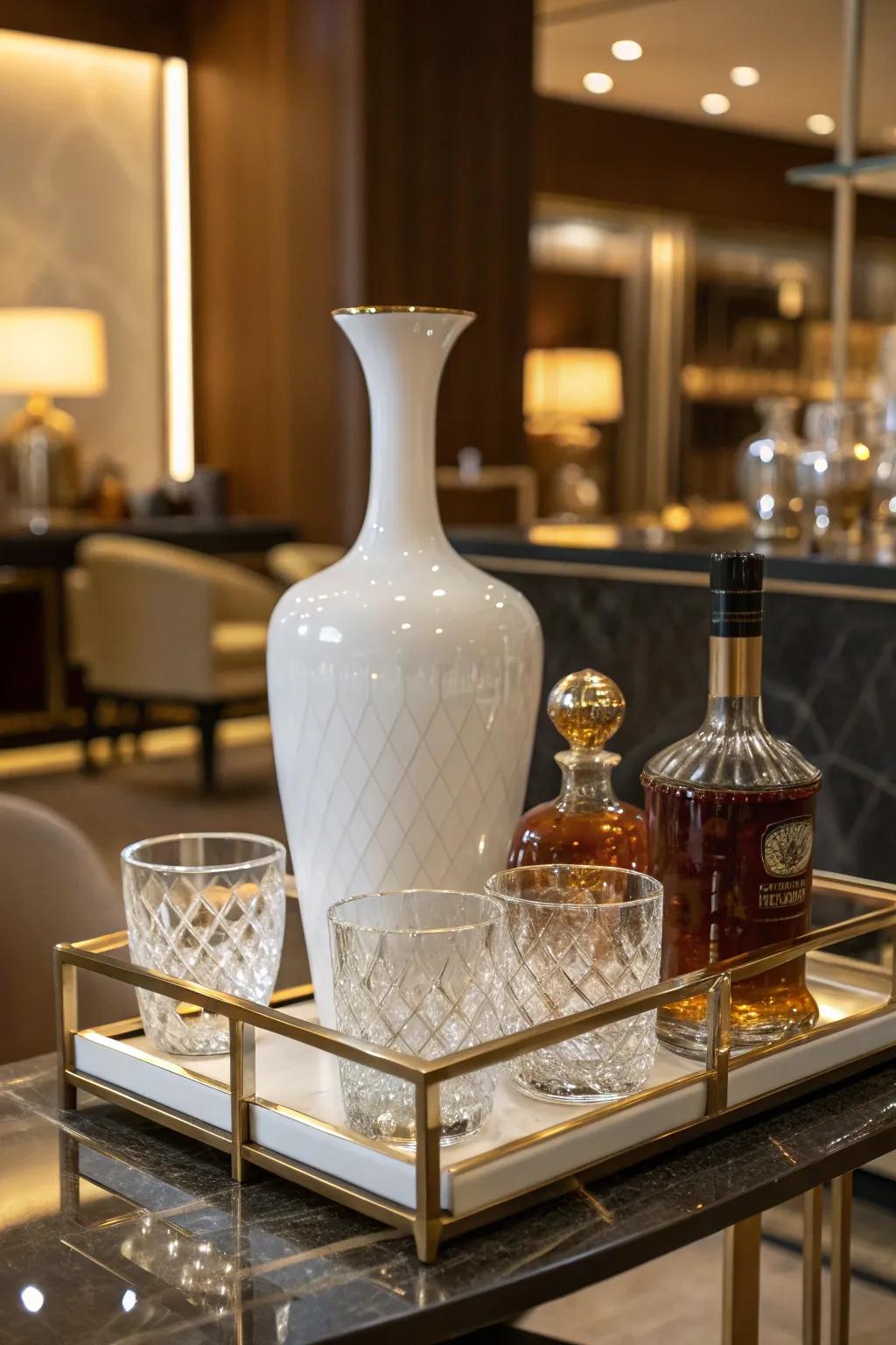 A ceramic whiskey decanter that radiates luxury.