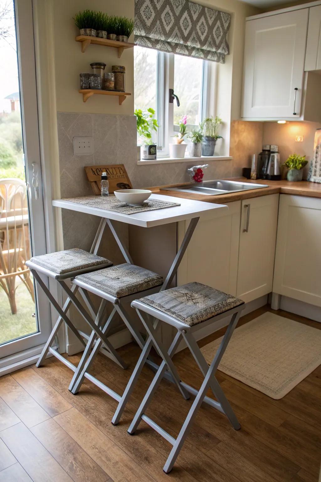 Perfect for limited spaces, these standing-height tables save space while maintaining style.
