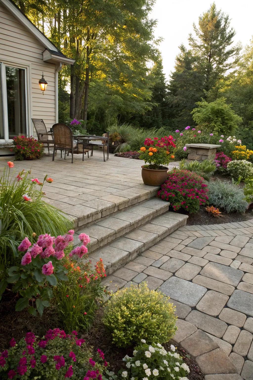 Greenery encircling the patio introduces a hint of nature and peace.