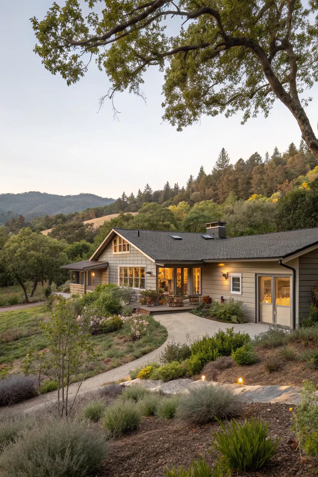 Siding that fuses beautifully with the surrounding natural scenery.