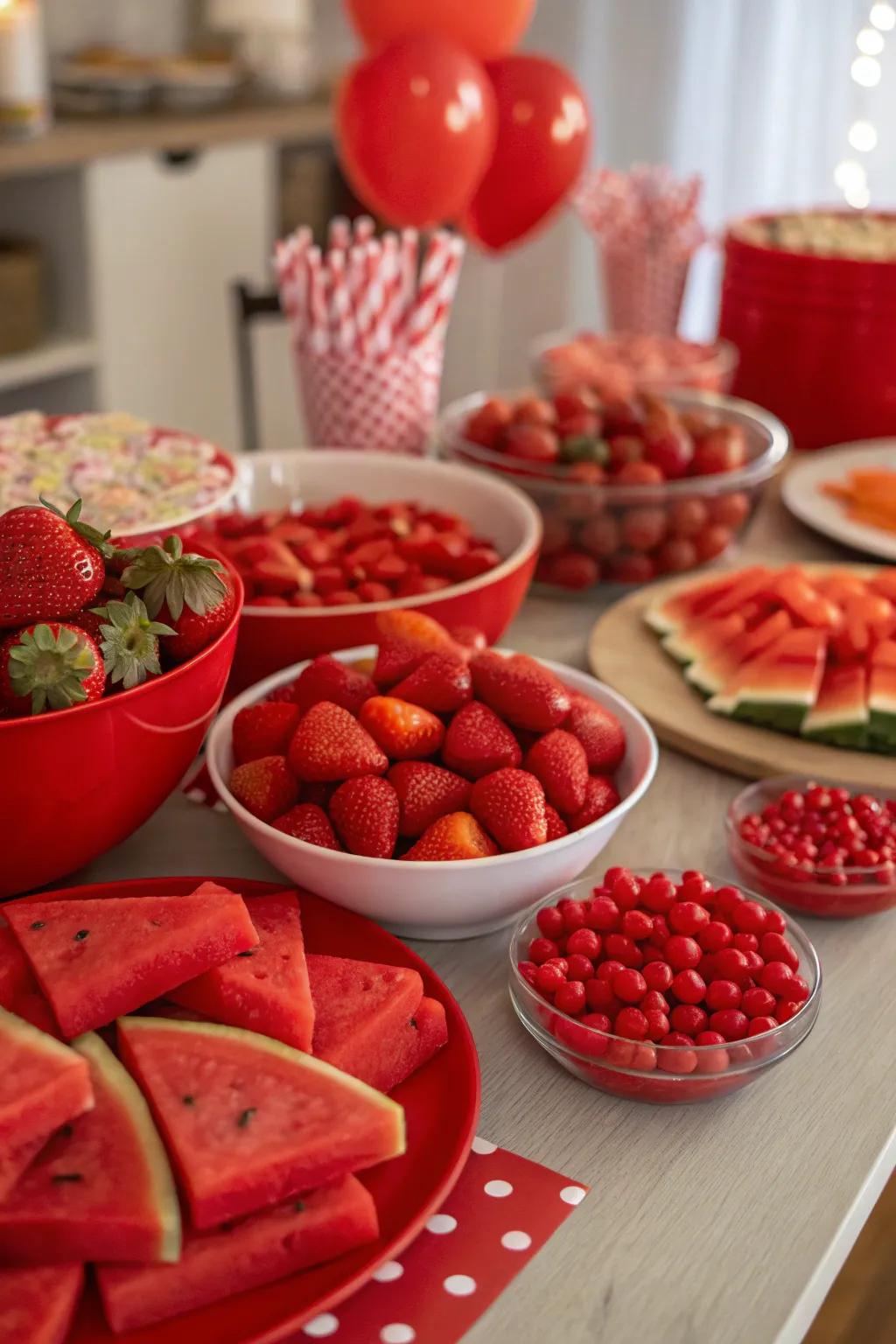Delectable scarlet snacks are invariably a hit.