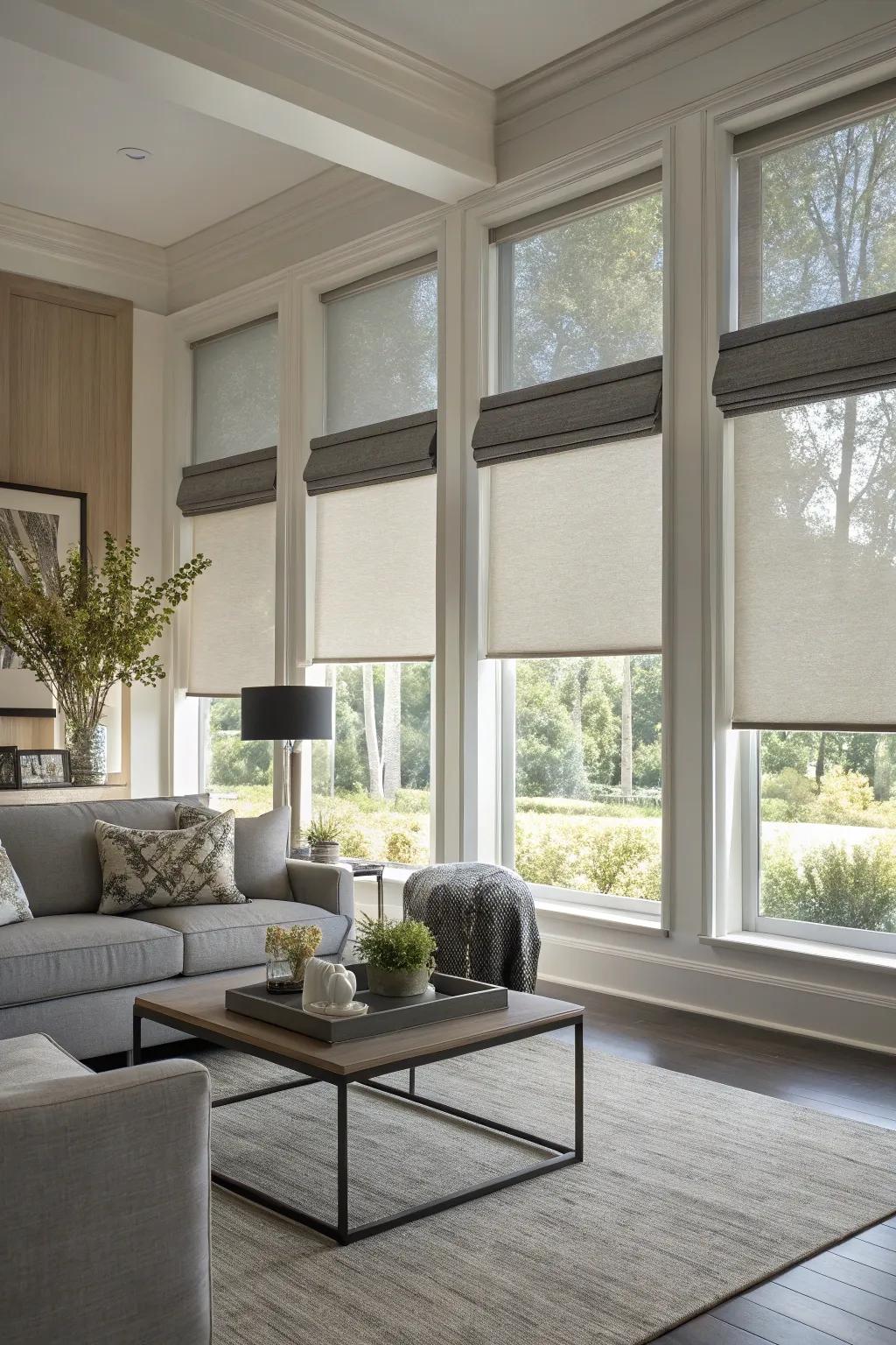 Two-in-one shades provide flexibility for any time of day.