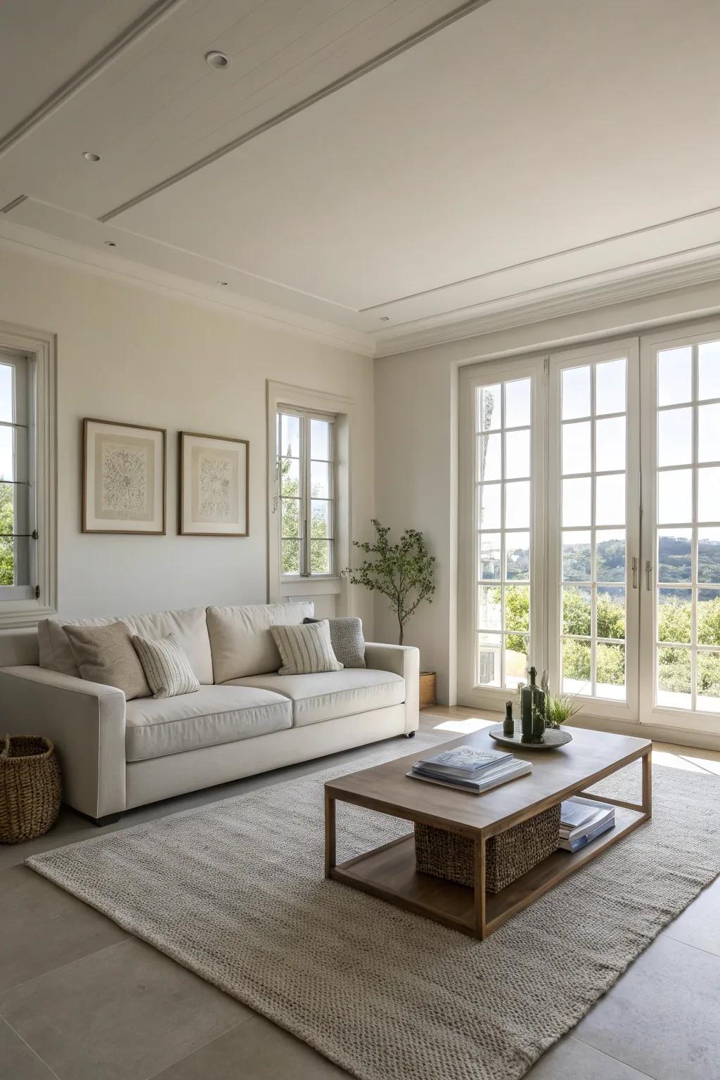 An understated living area featuring streamlined contours and simplicity.