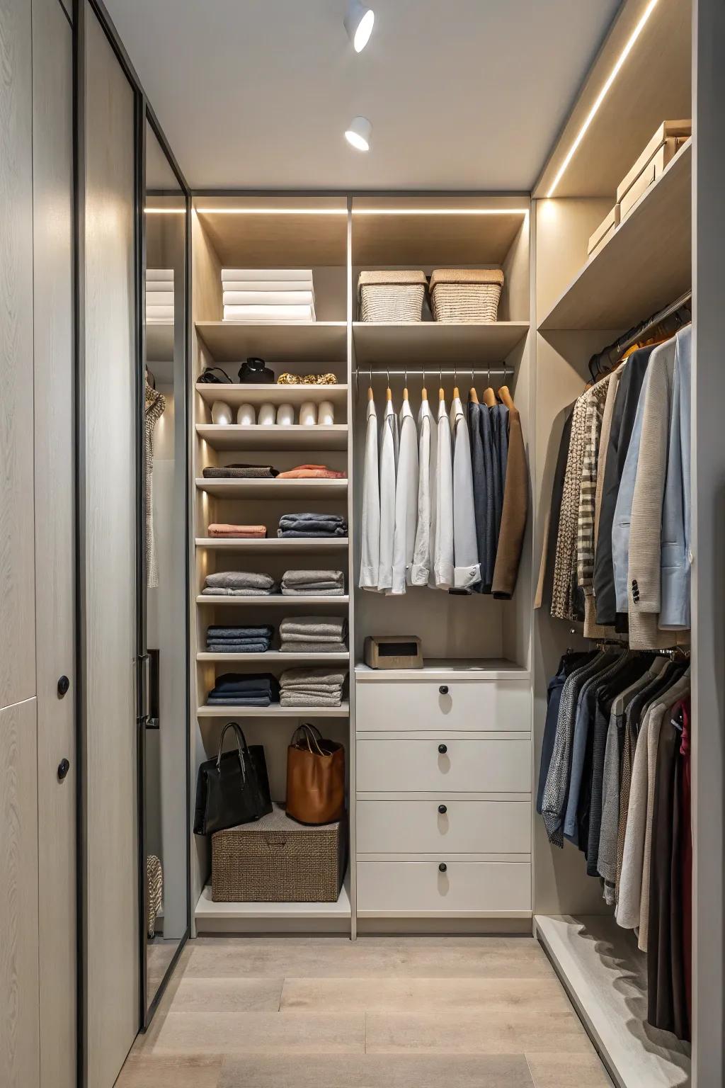 Upright storage options are a closet's best friend.