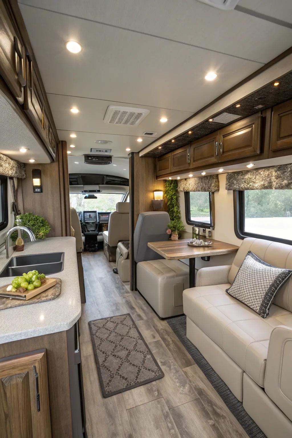 A design that is both functional and elegant, maximizing the available space within the RV.