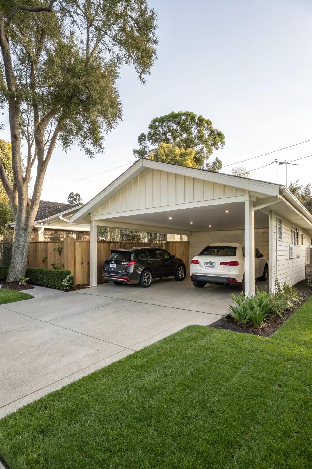 A versatile carport with plenty of room for customization.