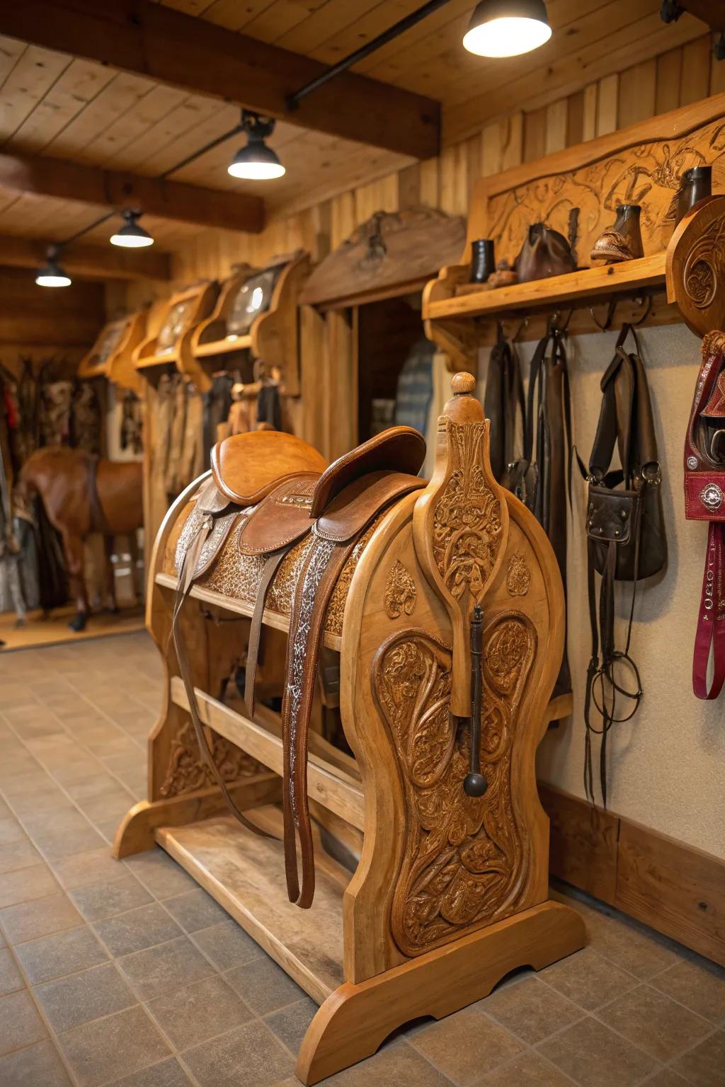 Wooden supports introduce warmth and sophistication.