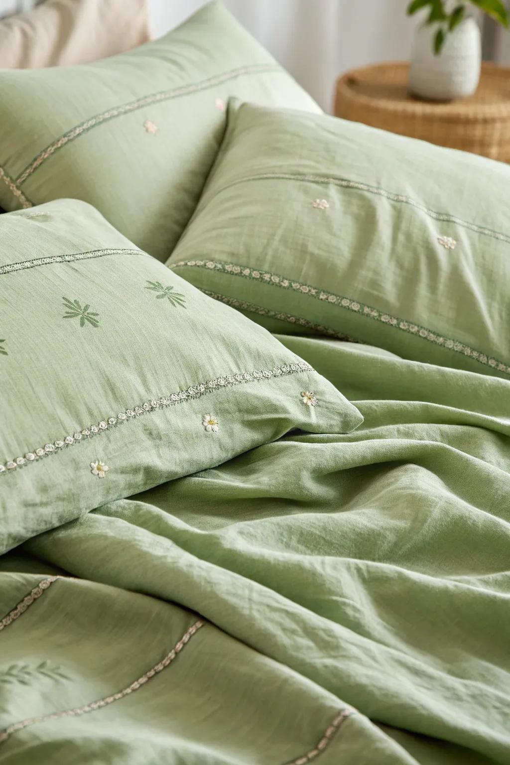 With soft pale green textures, you can create a cozy hideaway.