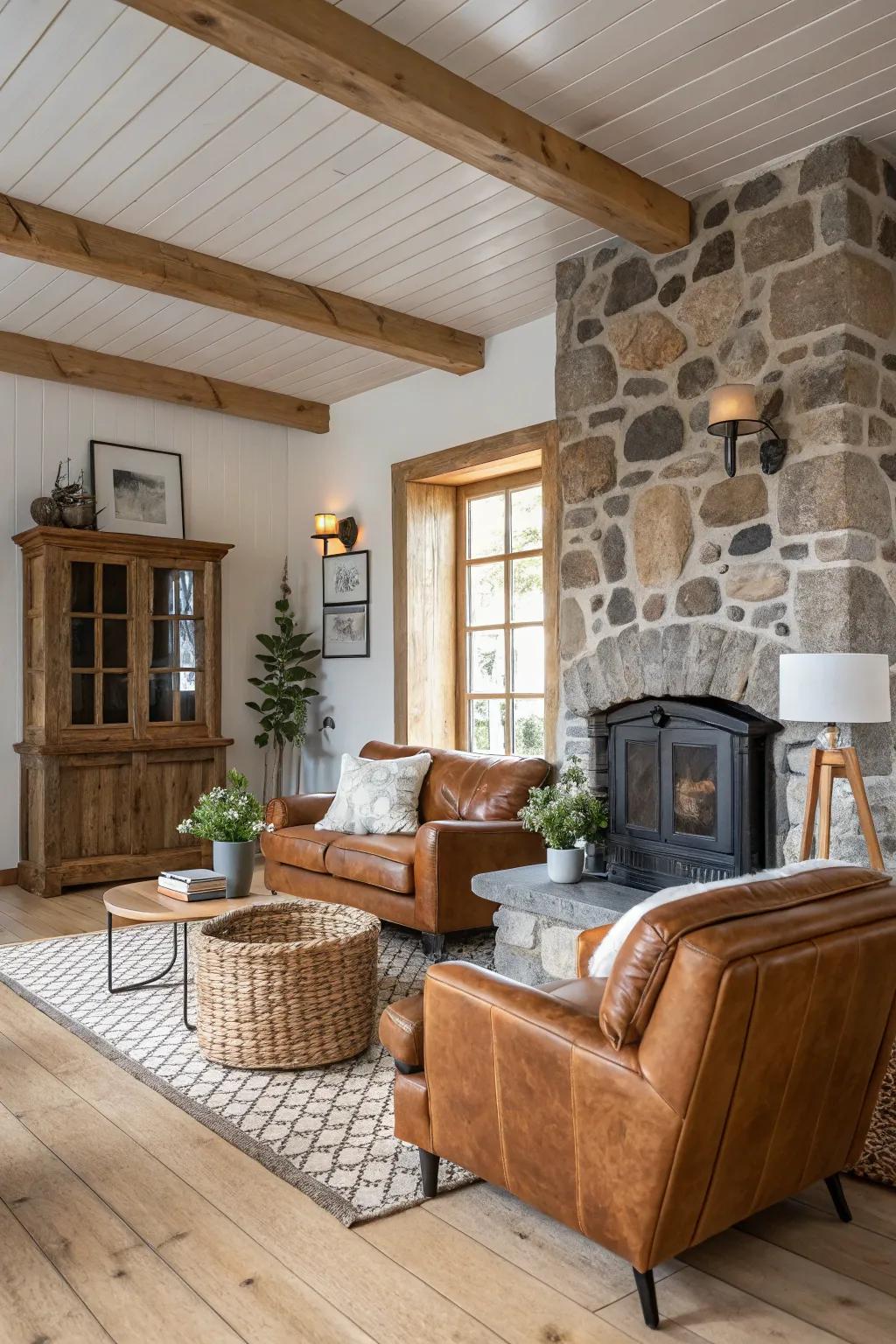 Natural components bring warmth and texture to this Scandinavian setting.