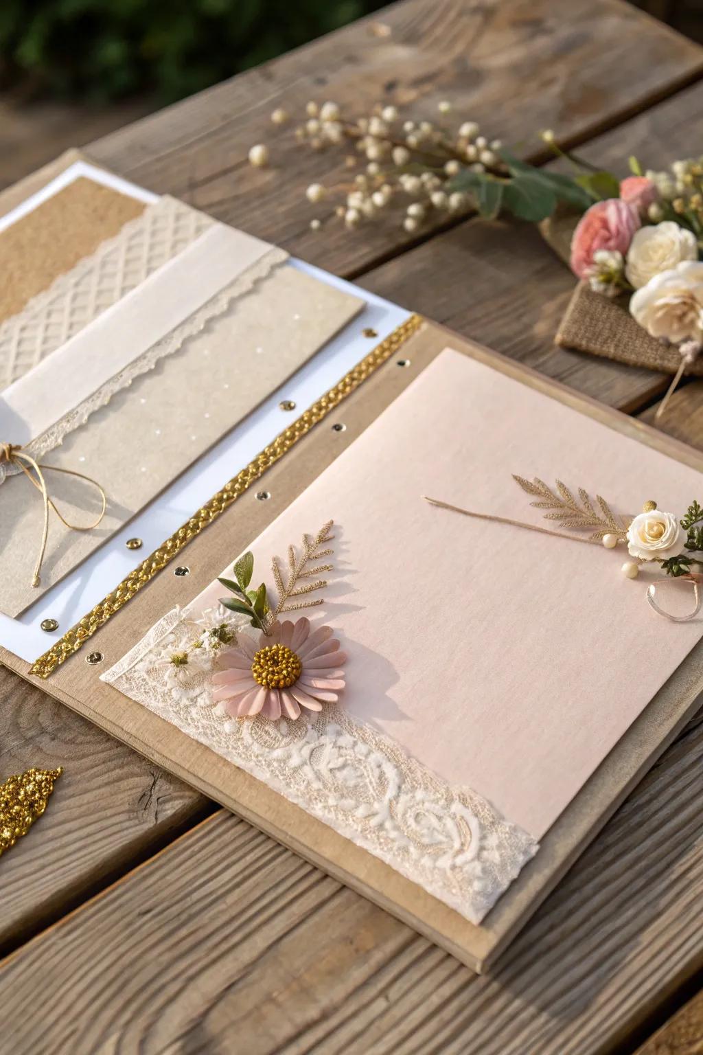 See the beauty of layering in your scrapbook projects for a stunning, textured result. 🌿✨ #ScrapbookArt #LayeredDesign