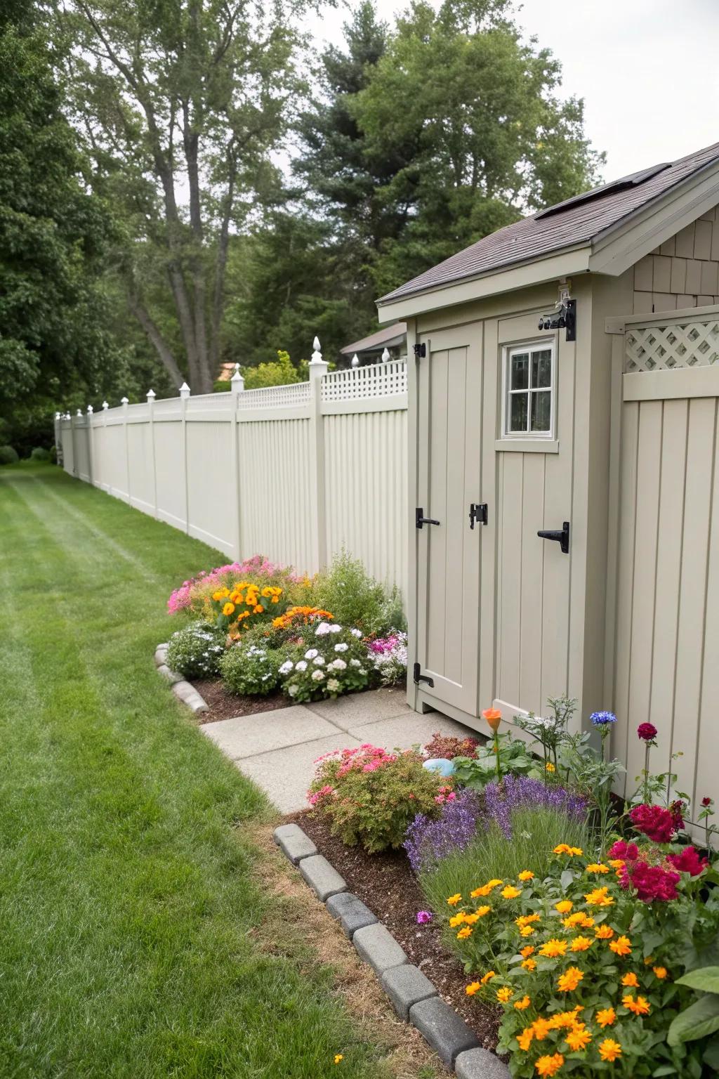 Effortless plastic fencing delivers a neat and robust solution for partially private areas.