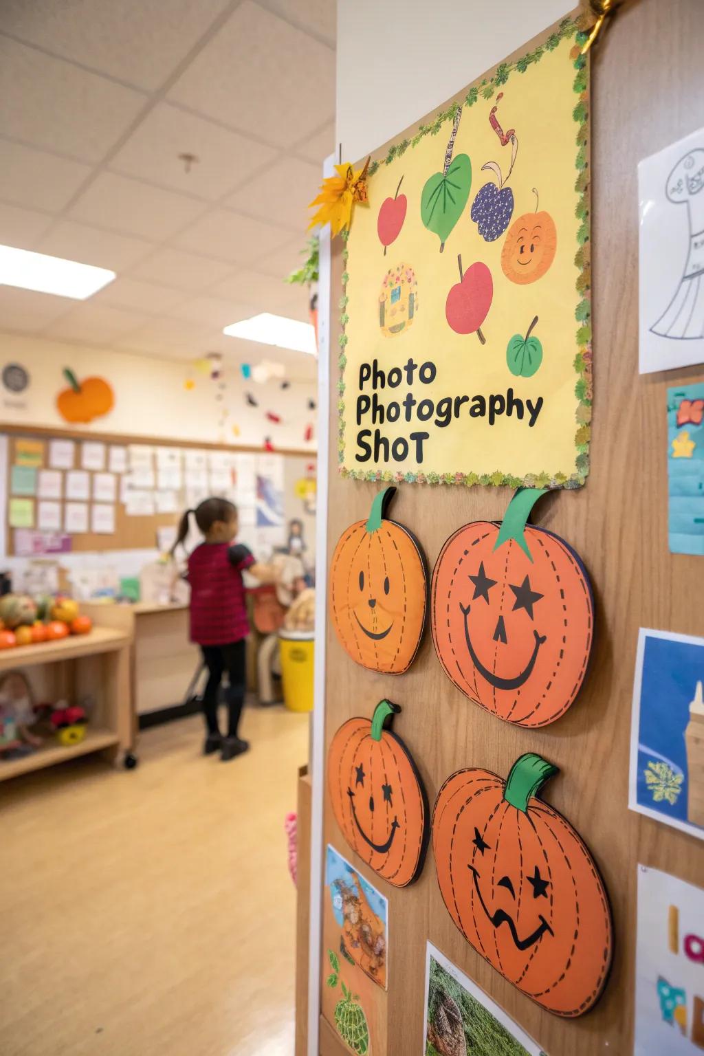 A pumpkin patch bulletin board radiating with positive messages.