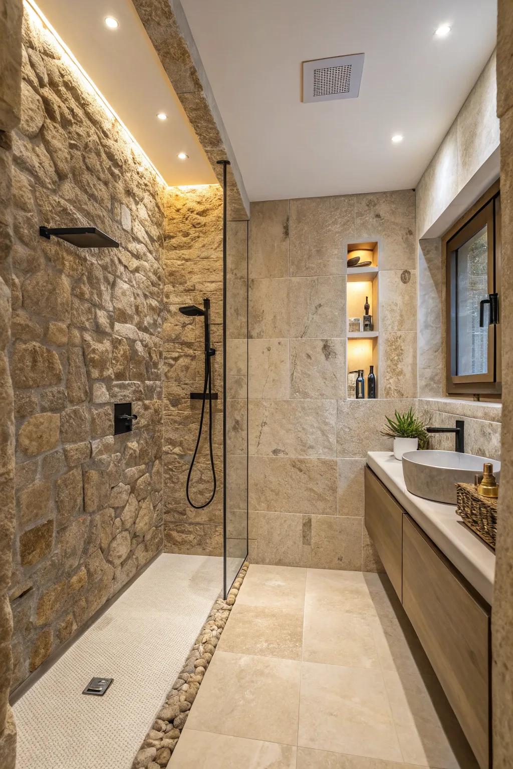 Pure rock introduces lasting charm to your shower.