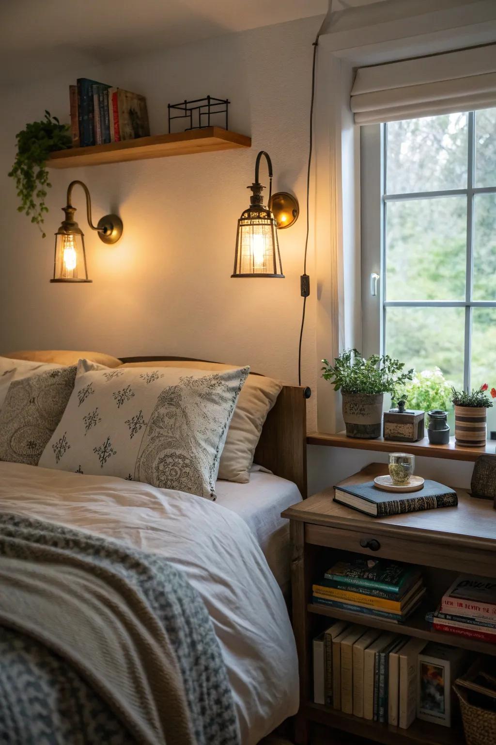 Wall sconces deliver a harmonious blend of style and utility in the bedroom.