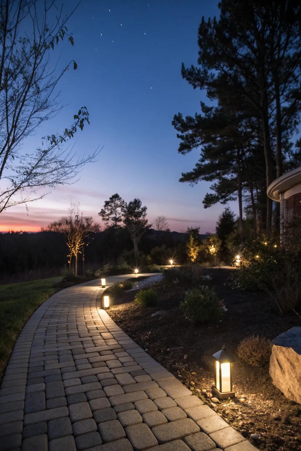 Pathway lighting transforms your side yard into a magical area.