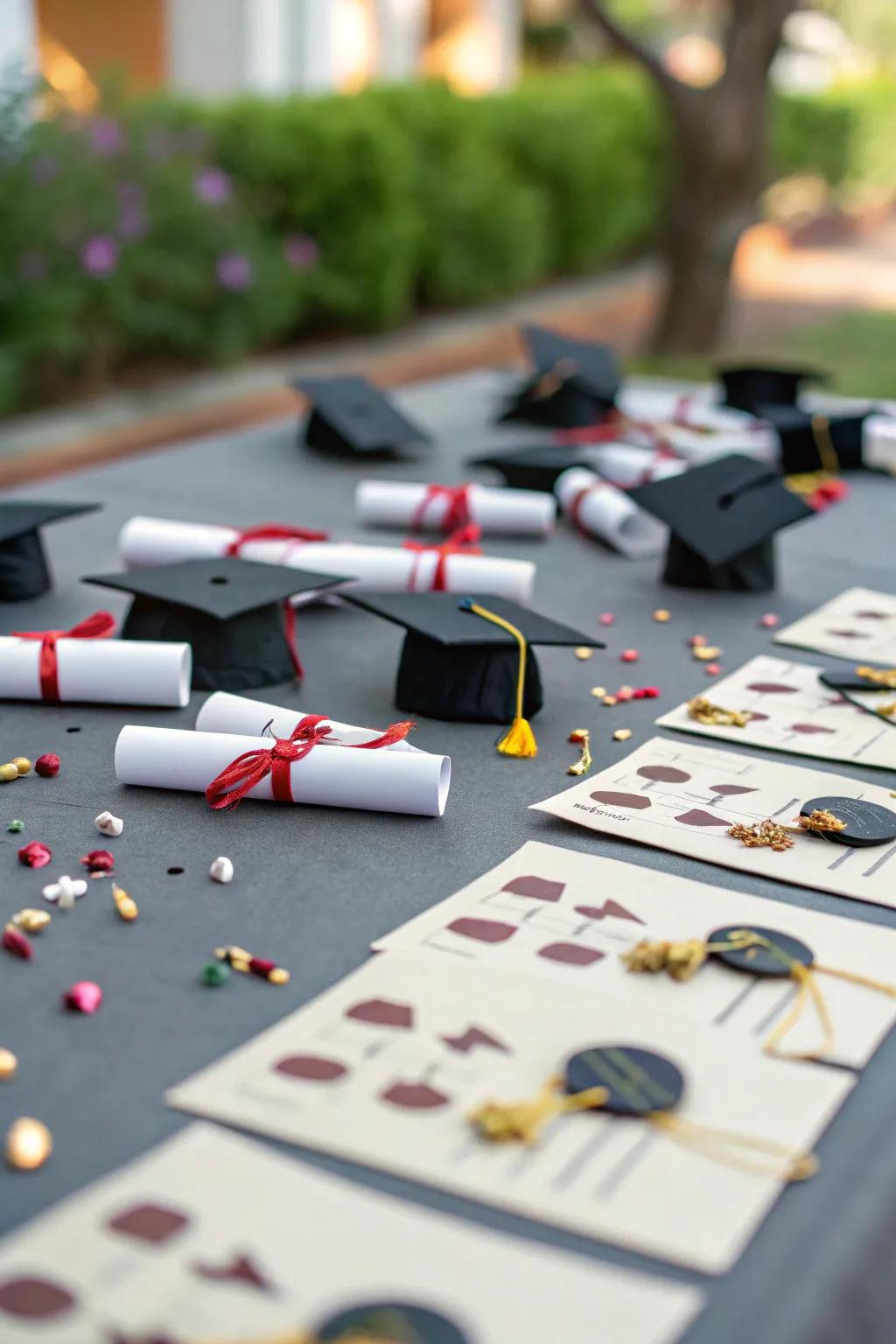 Minute symbols that commemorate the graduate's achievements.