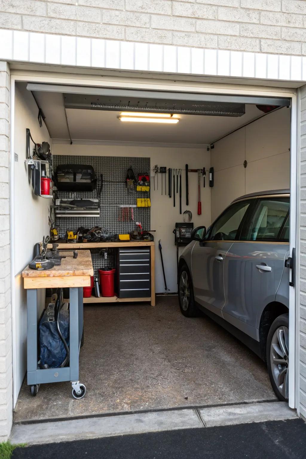 Set up a practical workspace without losing parking area.