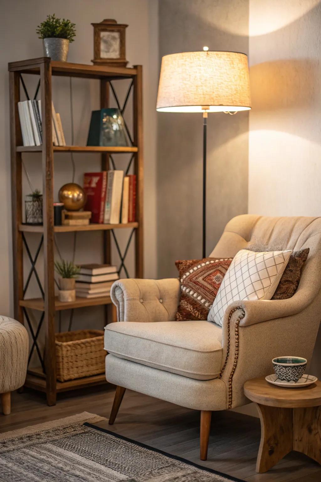 A snug nook ideal for literary getaways.