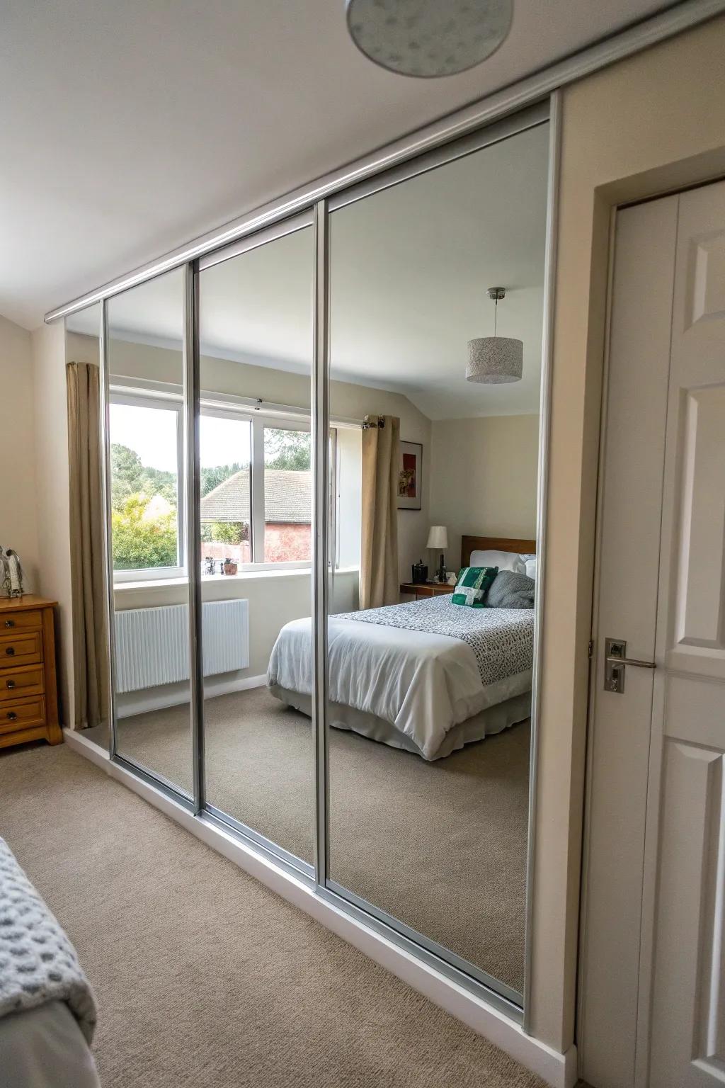 Reflective paneling enhances the sense of space.