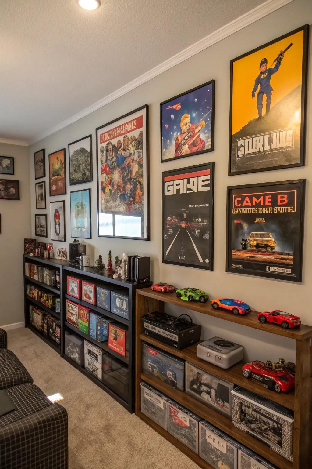 Decorating the walls adds personality to your gaming area.