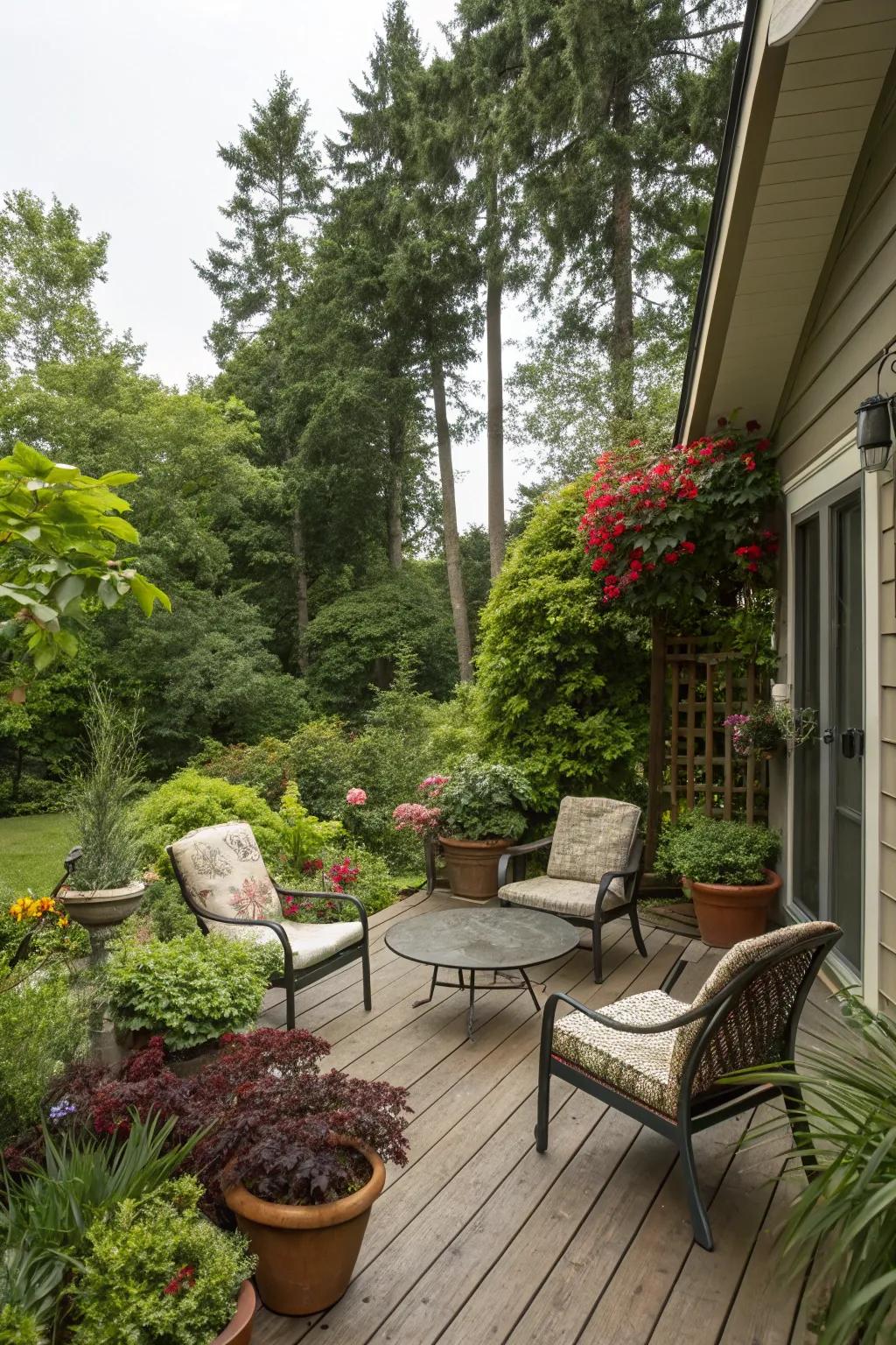 Lush greenery breathes life and calm into your deck.