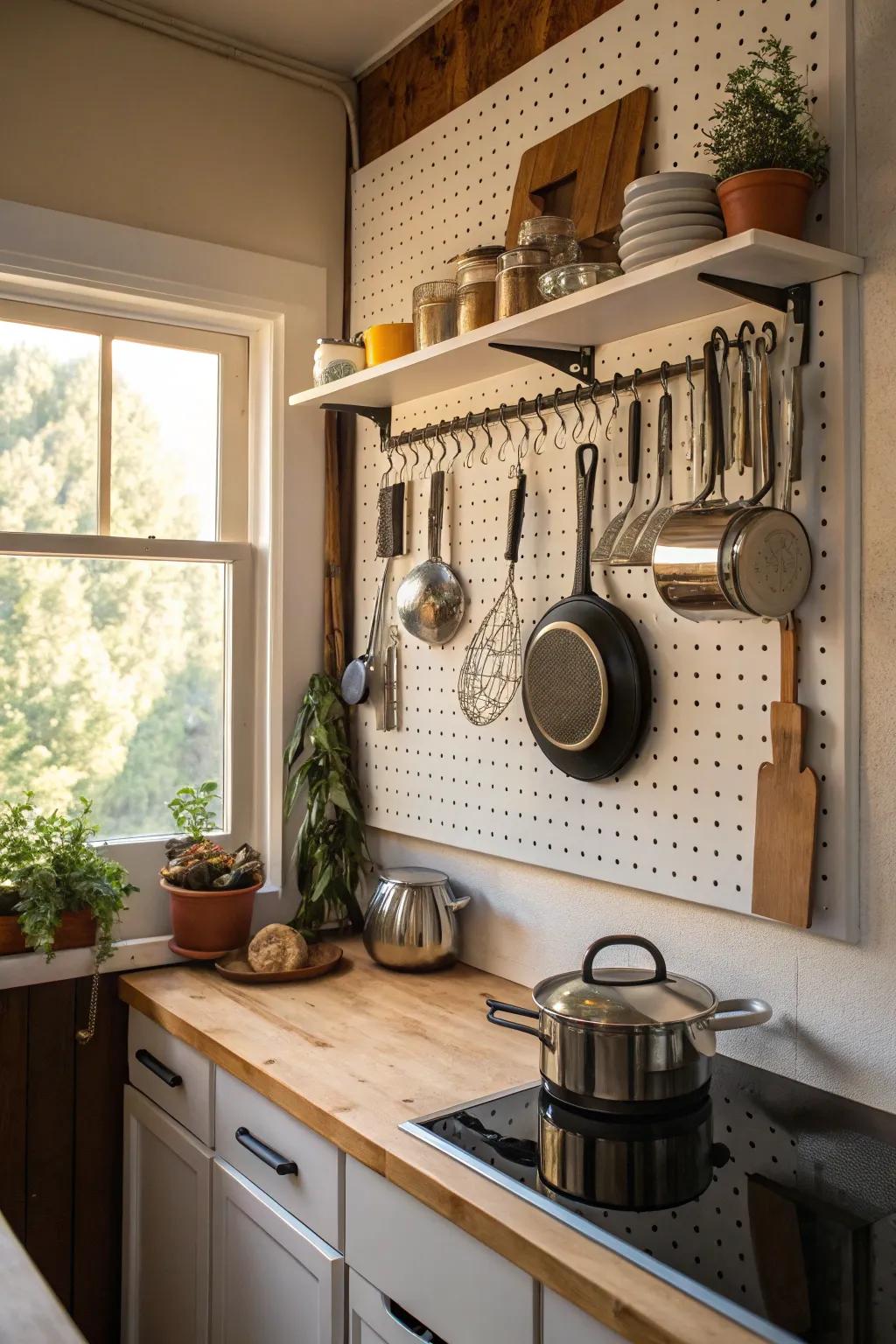 Astute storage solutions sustain a systematized and uncluttered kitchen.