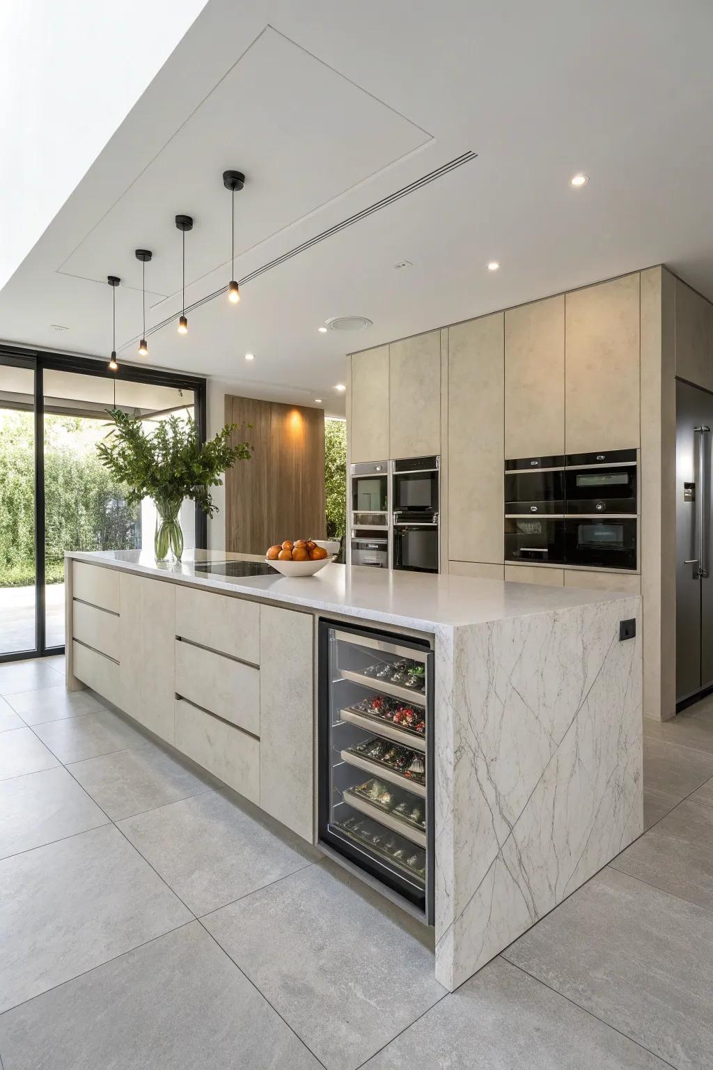 An uncluttered island featuring hidden storage for a streamlined look.