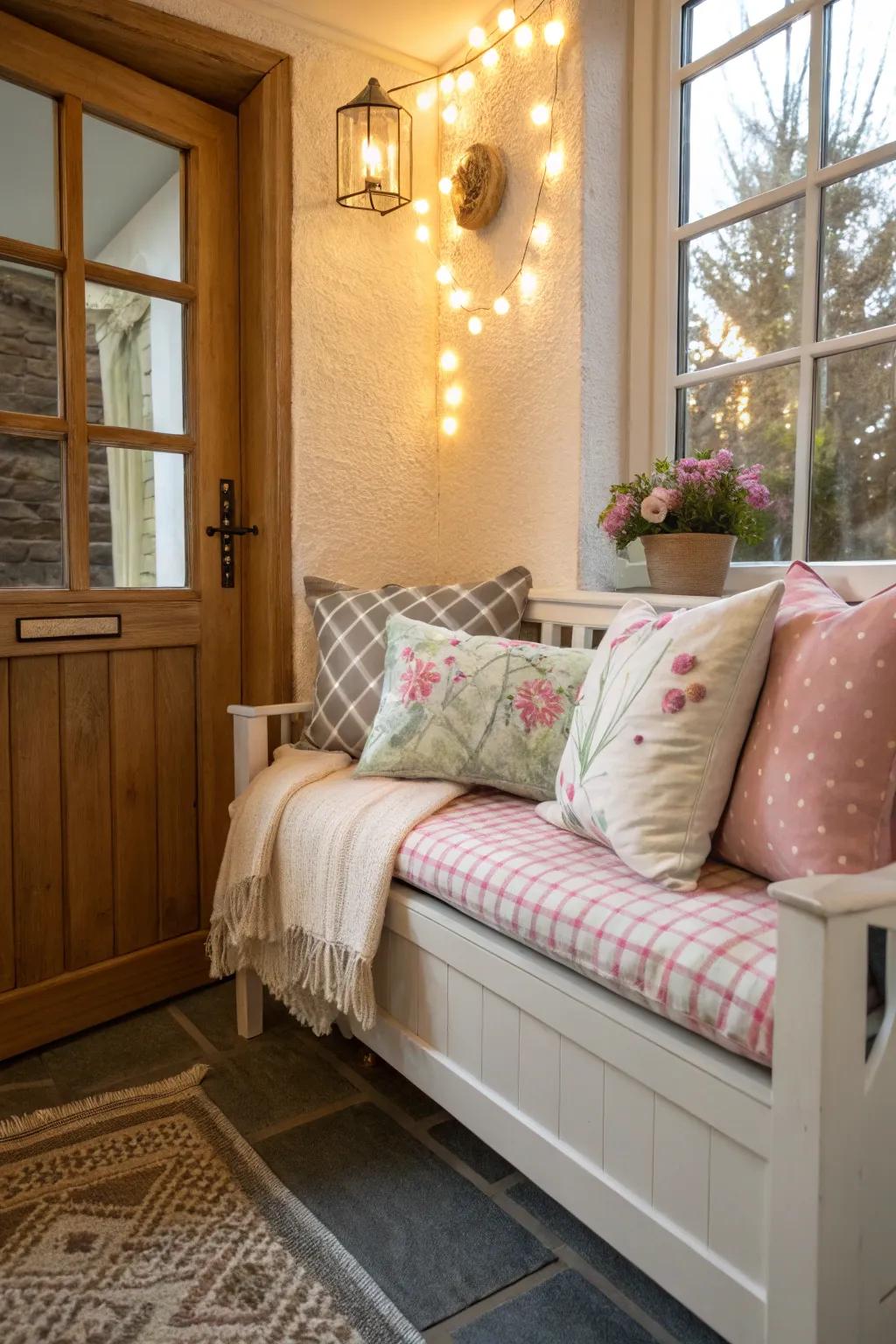 A bench delivers a useful and stylish seating choice for small landings.