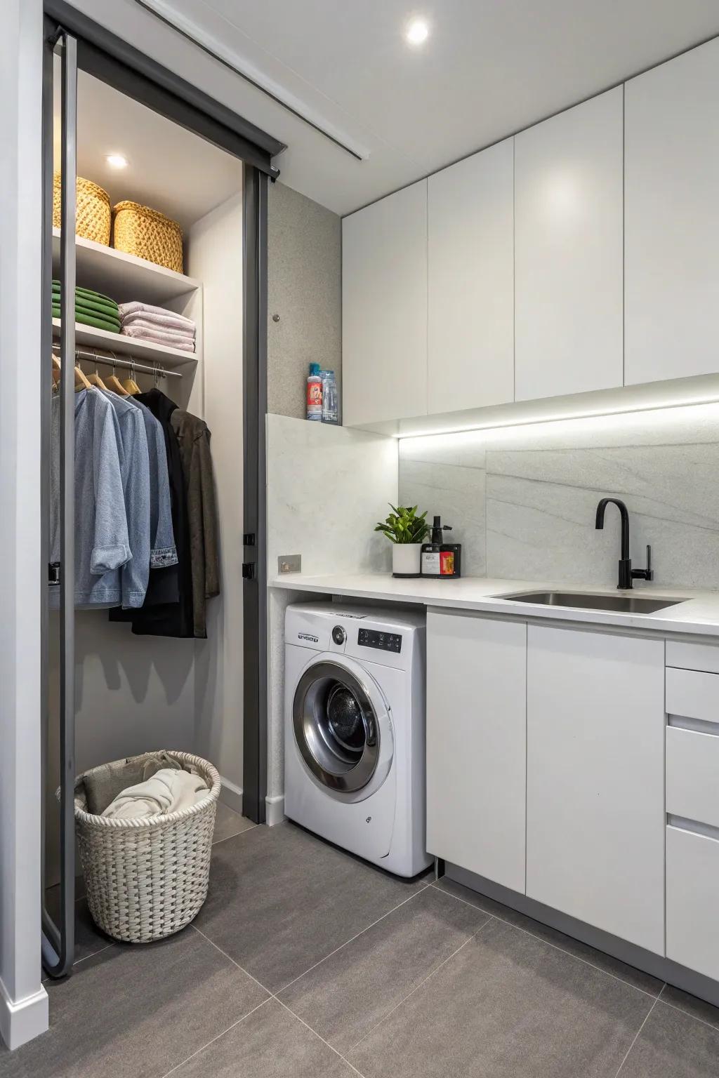 Achieve a clean look with a hidden sink design.