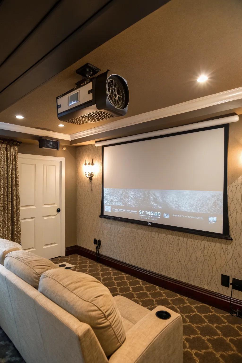 Sleek and uncluttered thanks to the wall-mounted video display.