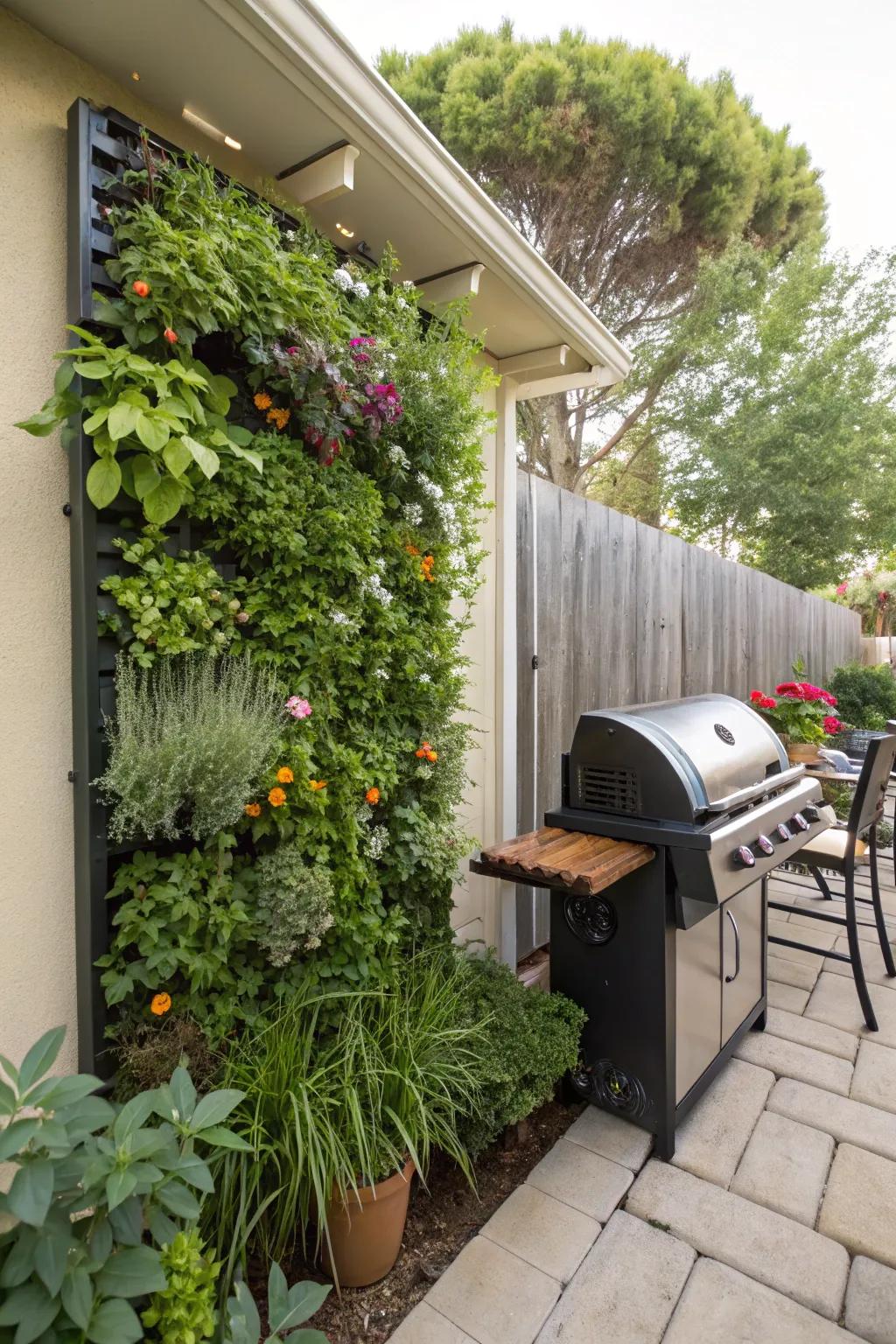 Upright gardens bring in greenery without occupying floor space.