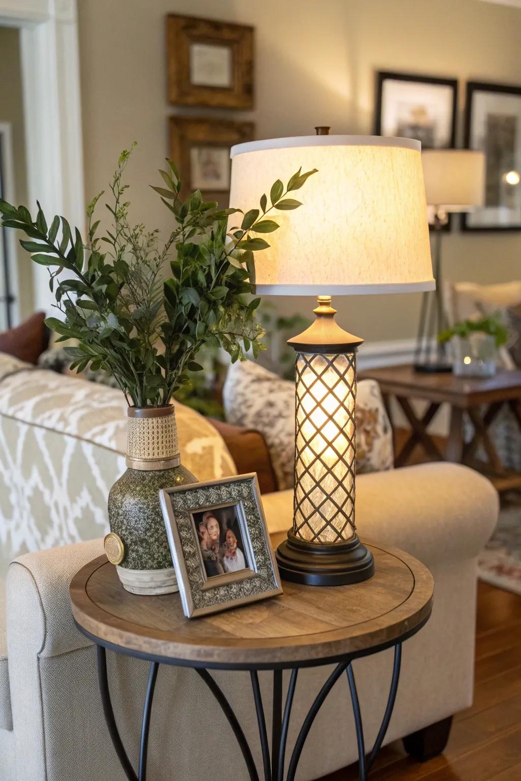 A decorative display introduces personal charm to your space.