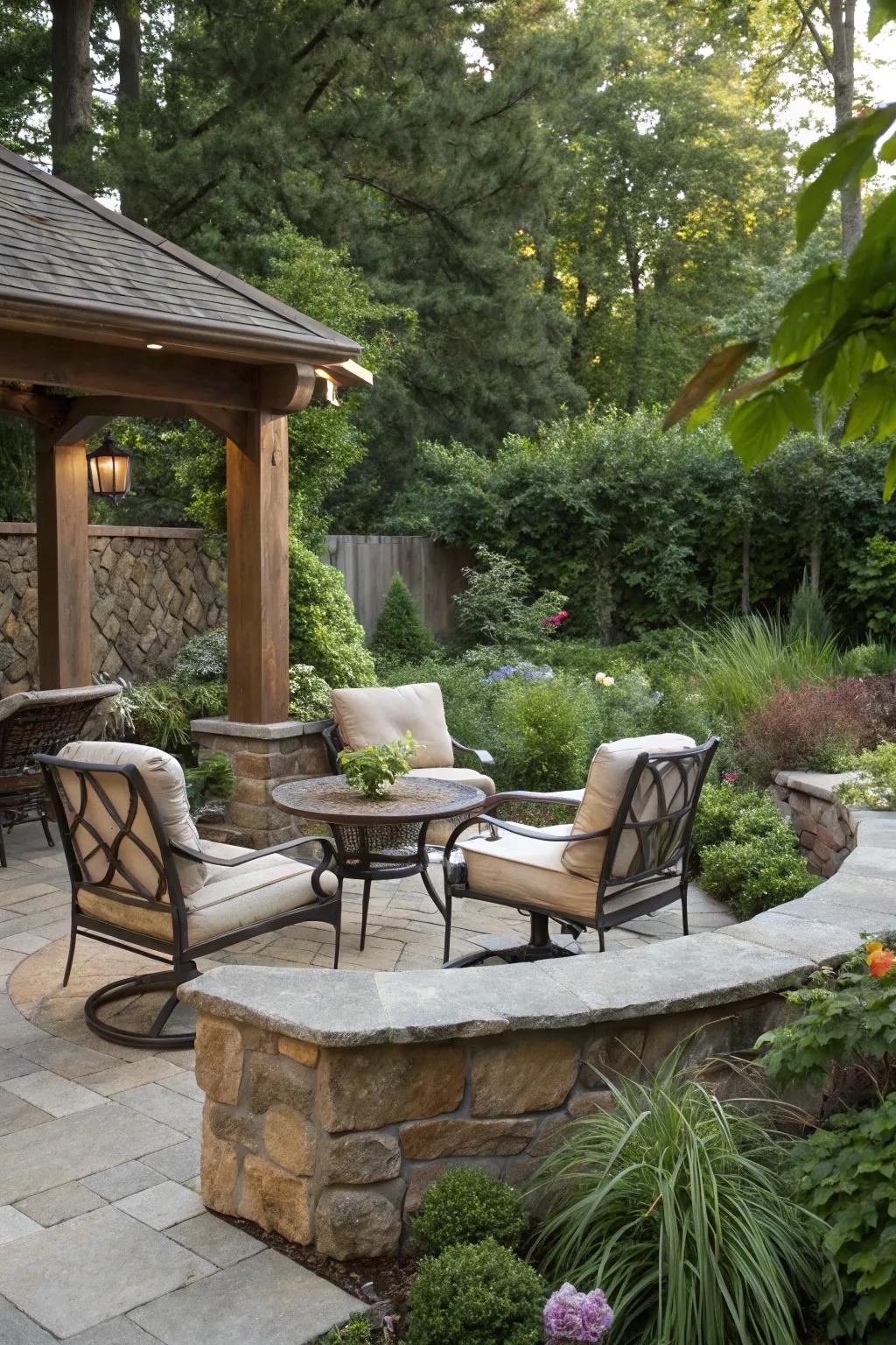 An inviting lounging spot on a rock base, conducive for unwinding.
