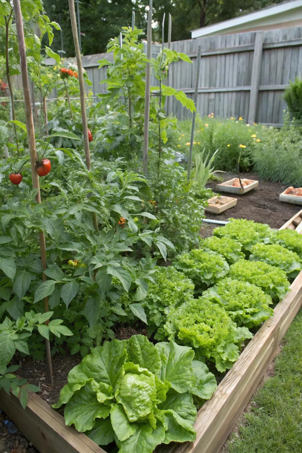 Dense sowing arrangements optimize yield within restricted confines.
