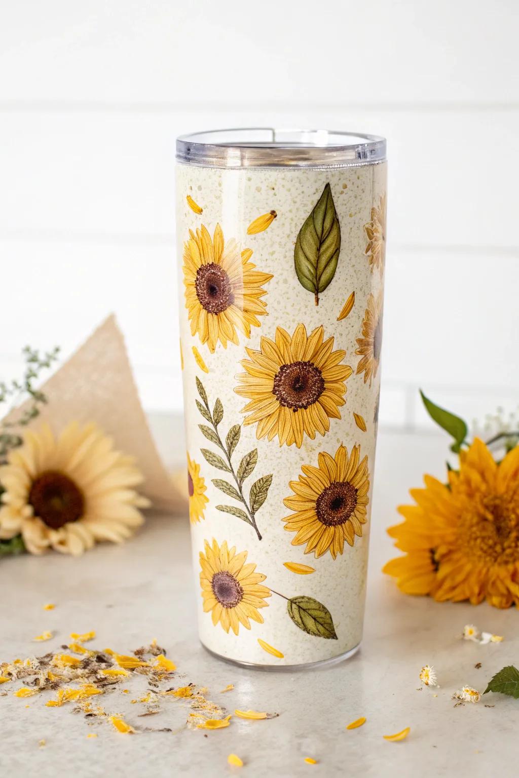 Embrace nature's finesse with this breathtaking floral snow globe tumbler, uniting simplicity with audacious beauty.