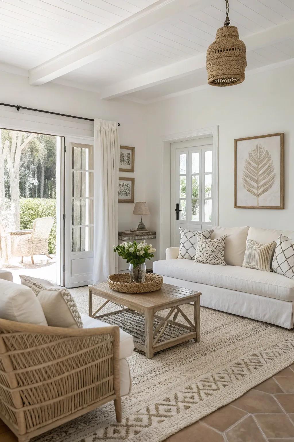 A serene and soft-toned Southern room that puts its decor in the spotlight.