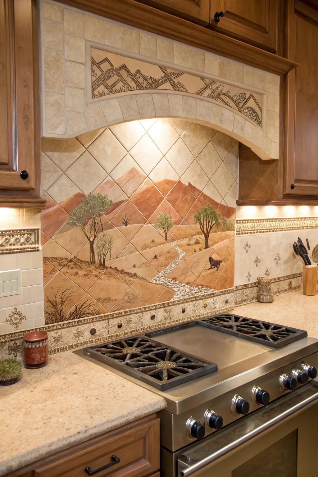 Desert shades establish a calming and cohesive culinary setting.